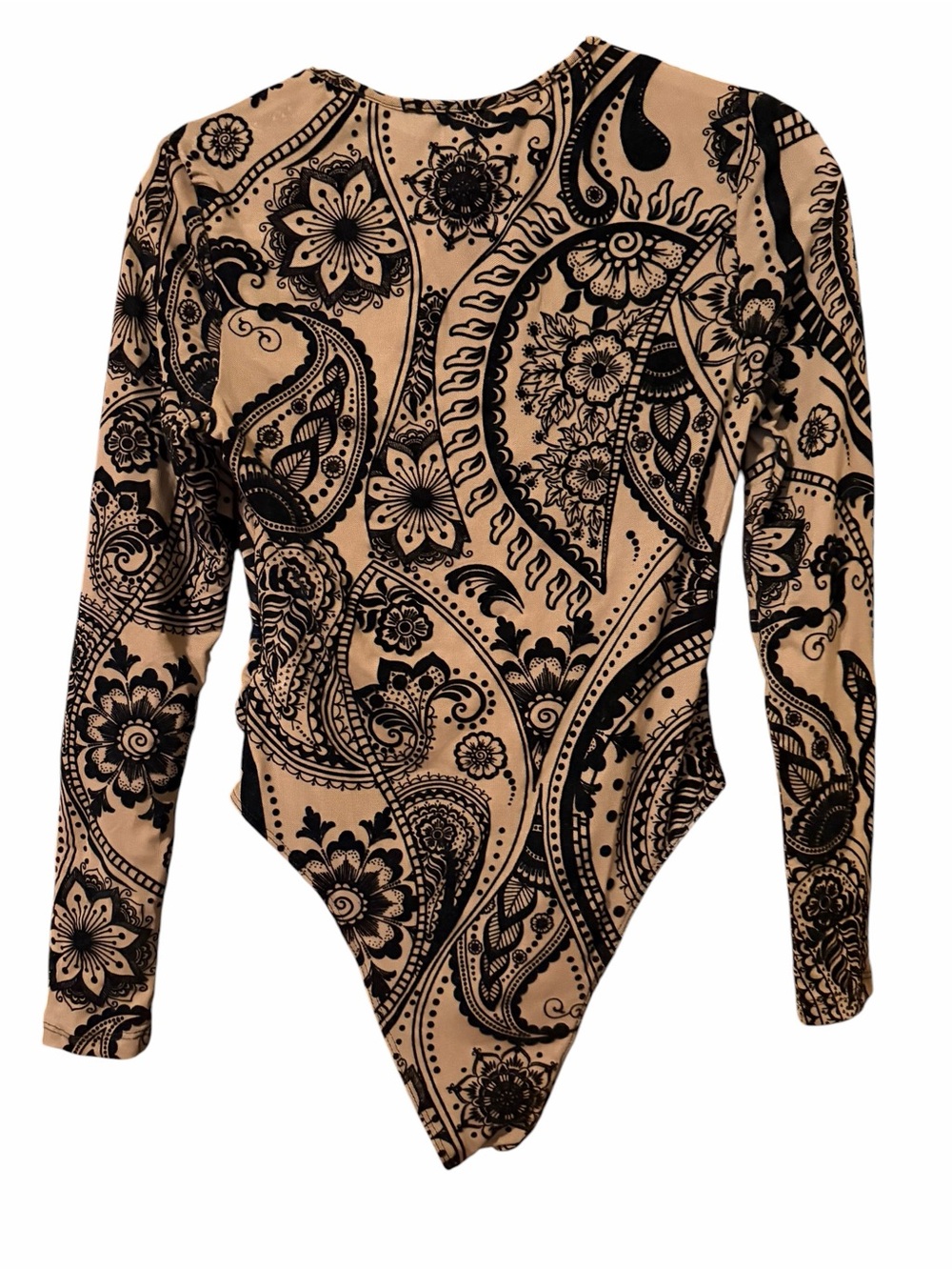 🛫 Velvet Paisley Sheer One-Piece Bodysuit size 6 - Picture 5 of 6
